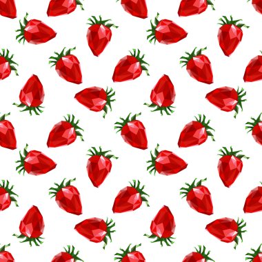 Seamless pattern strawberry. Polygon fruit. Vector  clipart