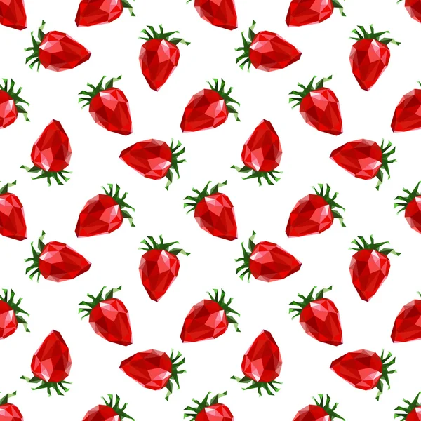 Seamless mönster jordgubbe. Polygon frukt. Vektor — Stock vektor