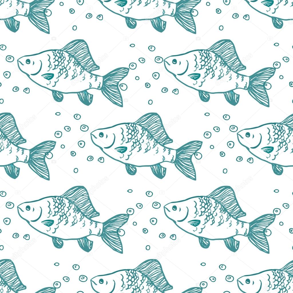 Seamless pattern fish. Perch. Vector 