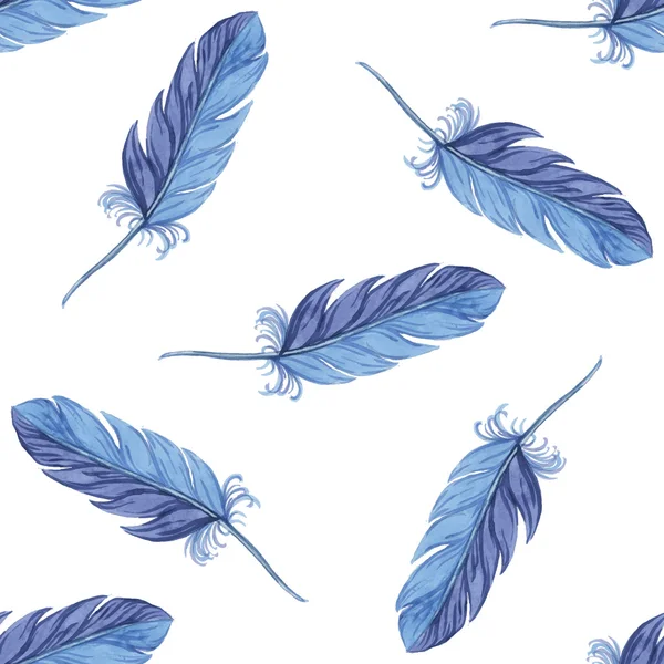 Watercolor seamless pattern feathers. Vector — Stock Vector