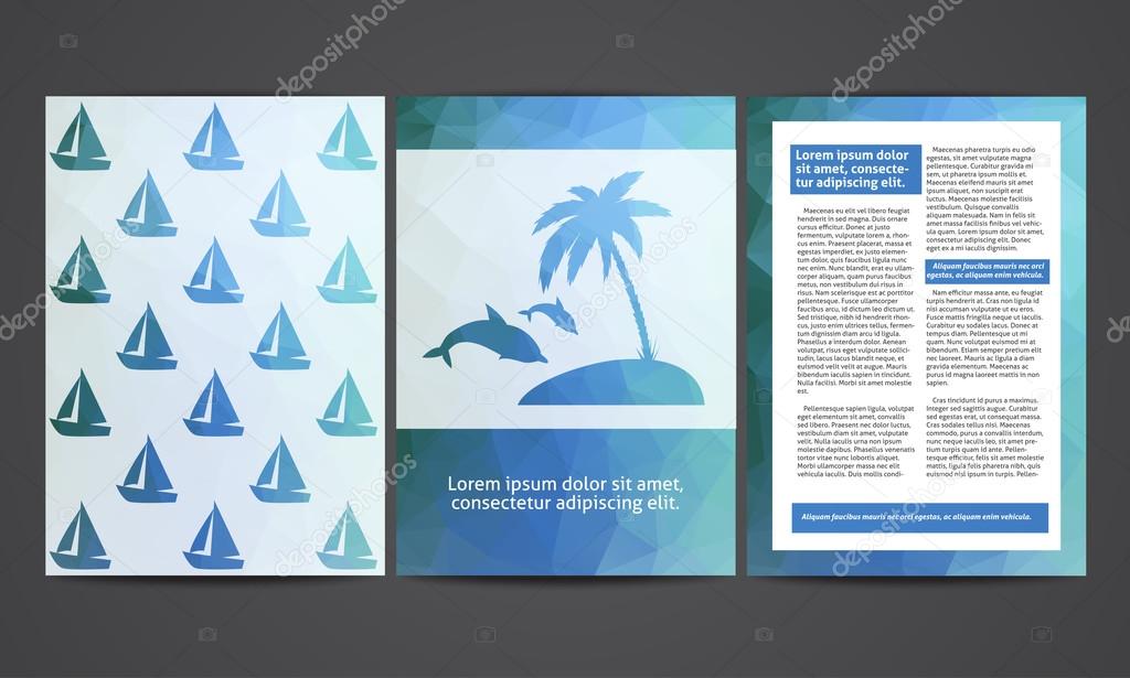 The brochure in polygonal style. Travel, beach, rest, tourism. Vector templates of design.