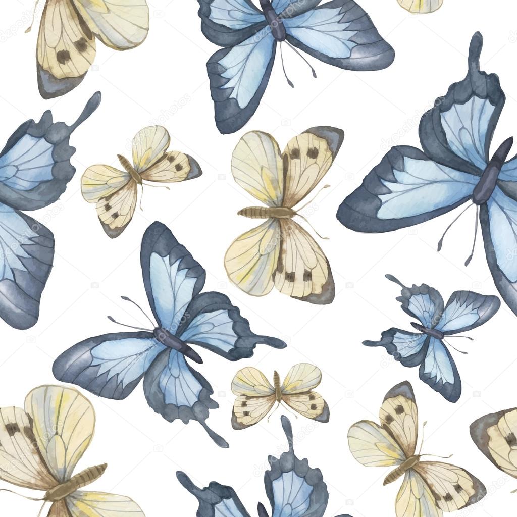 Seamless vector pattern. Watercolor butterfly. Vector illustrati