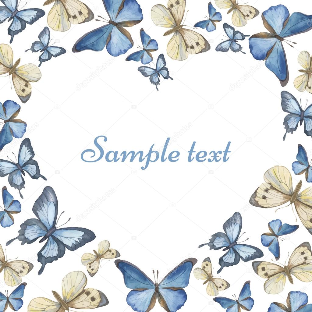 Heart from watercolor butterflies. Vector