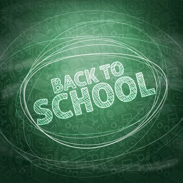 Back to school.  School icons on a blackboard. Vector illustrati — Stock Vector