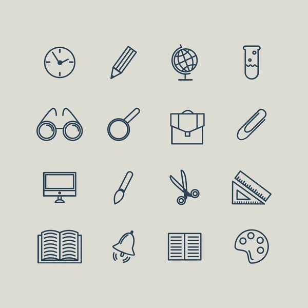 Set of line icons. Back to school. School supplies. Vector illus — Stock Vector