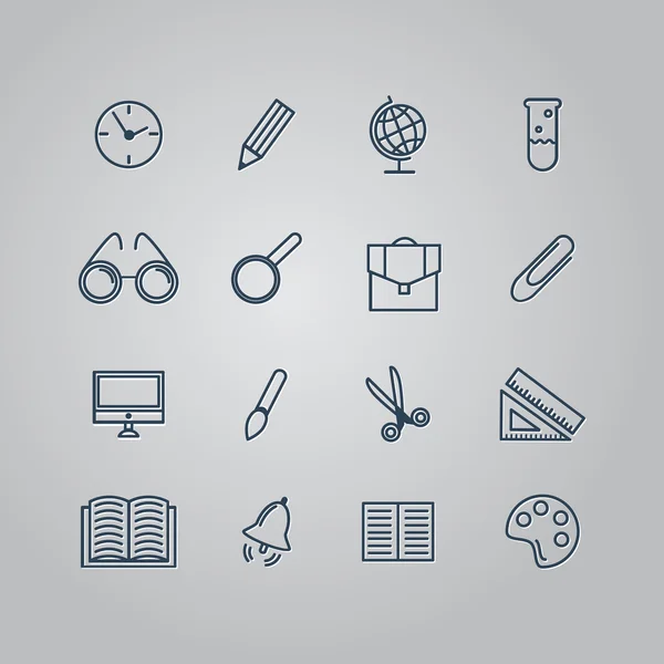 Set of line icons. Back to school. School supplies. Vector illus — Stock Vector