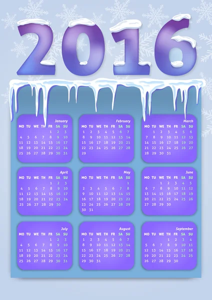 Calendar for 2016. Happy New Year. — Stock Vector