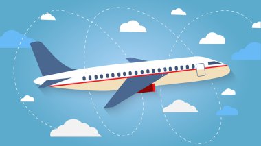 Flight of the plane in the sky. Passenger planes, airplane, airc clipart