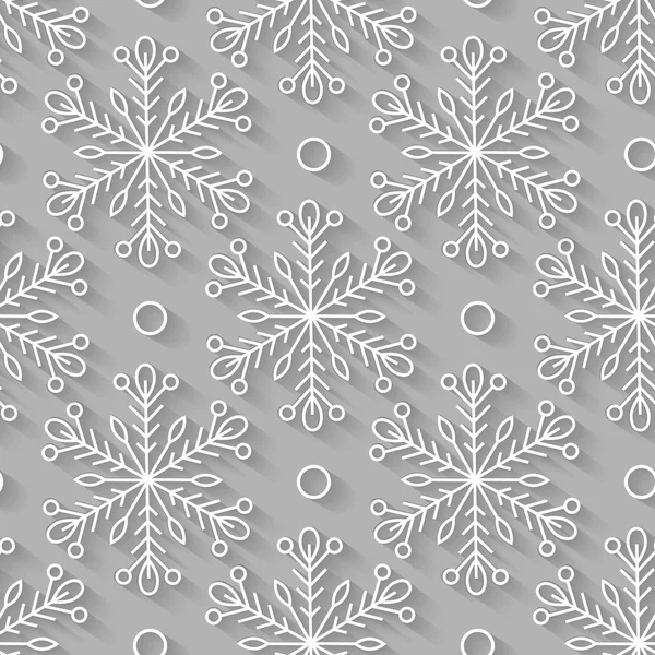 Bezešvé pattern, sněhové vločky. 3D, sníh, zima, šťastný nový rok, — Stockový vektor