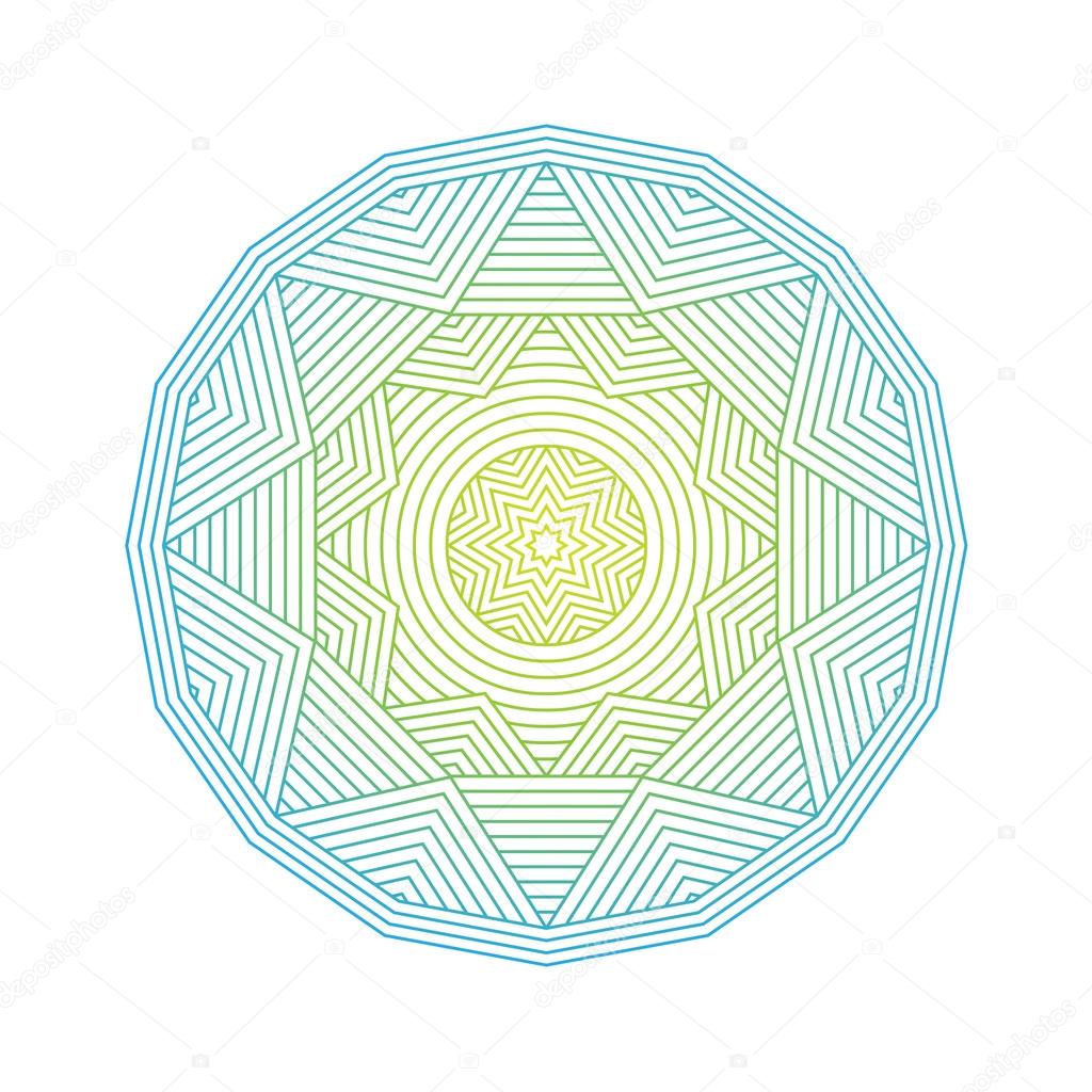 Mandala. Color lineart geometric ornamental templates. Vector sy