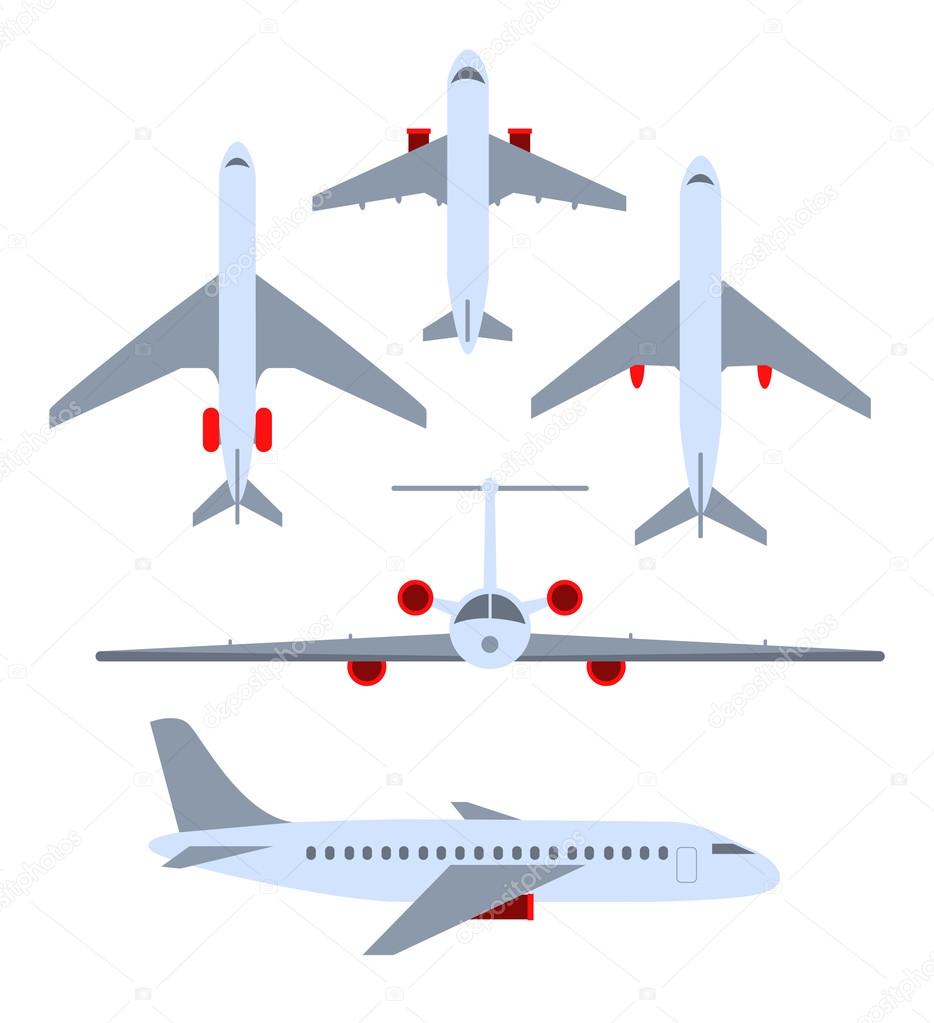 Vector set of planes. Passenger planes, the airplane, aircraft, 
