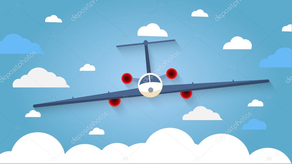 Flight of the plane in the sky. Passenger planes, airplane, airc