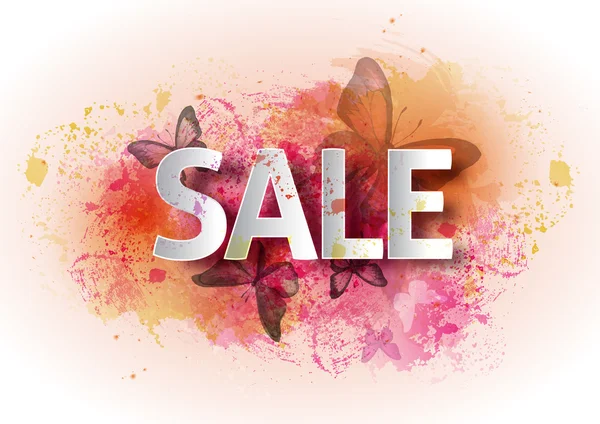 Watercolor poster sale. A bright watercolor background with butt — Stock vektor