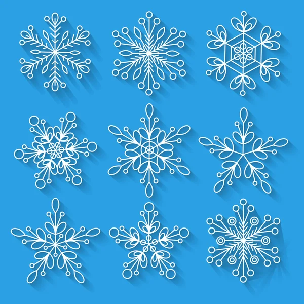 Print3d Schneeflocken gesetzt. Hintergrund für Winter und Weihnachten. — Stockvektor