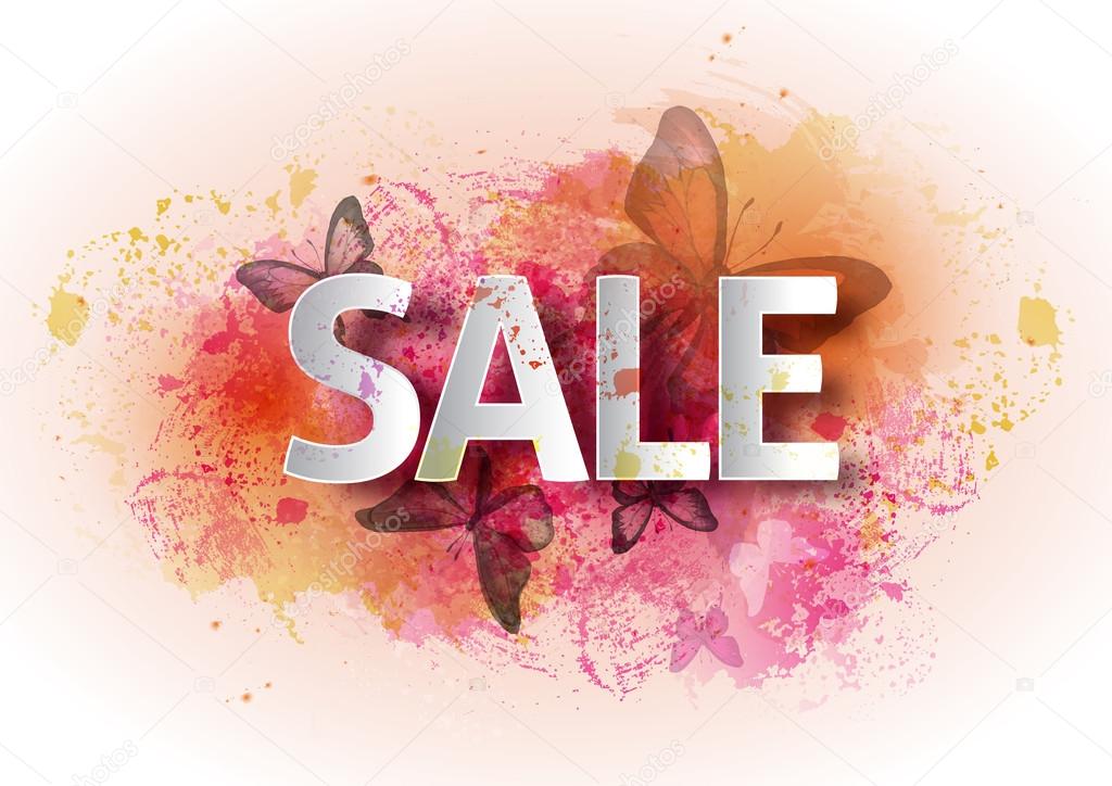 Watercolor poster sale. A bright watercolor background with butt