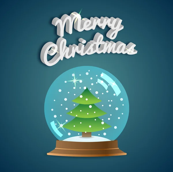 Feliz Navidad. Tarjeta de felicitación. Bola de nieve. Nieve y abeto. V. — Vector de stock