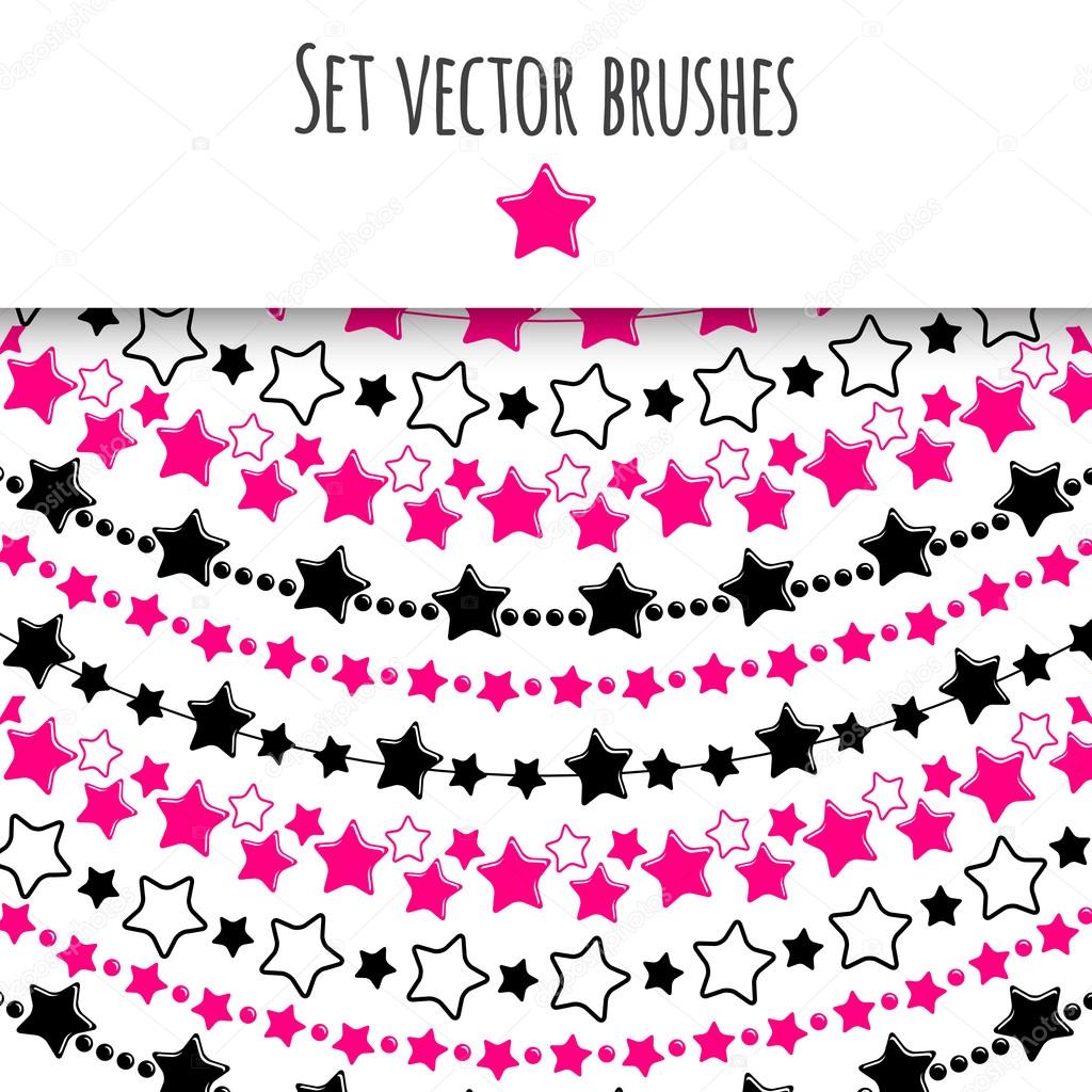 Set of vector decorative brushes. Stars. Vector illustration