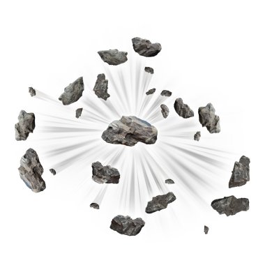 patlayan rock kavramı 3d render