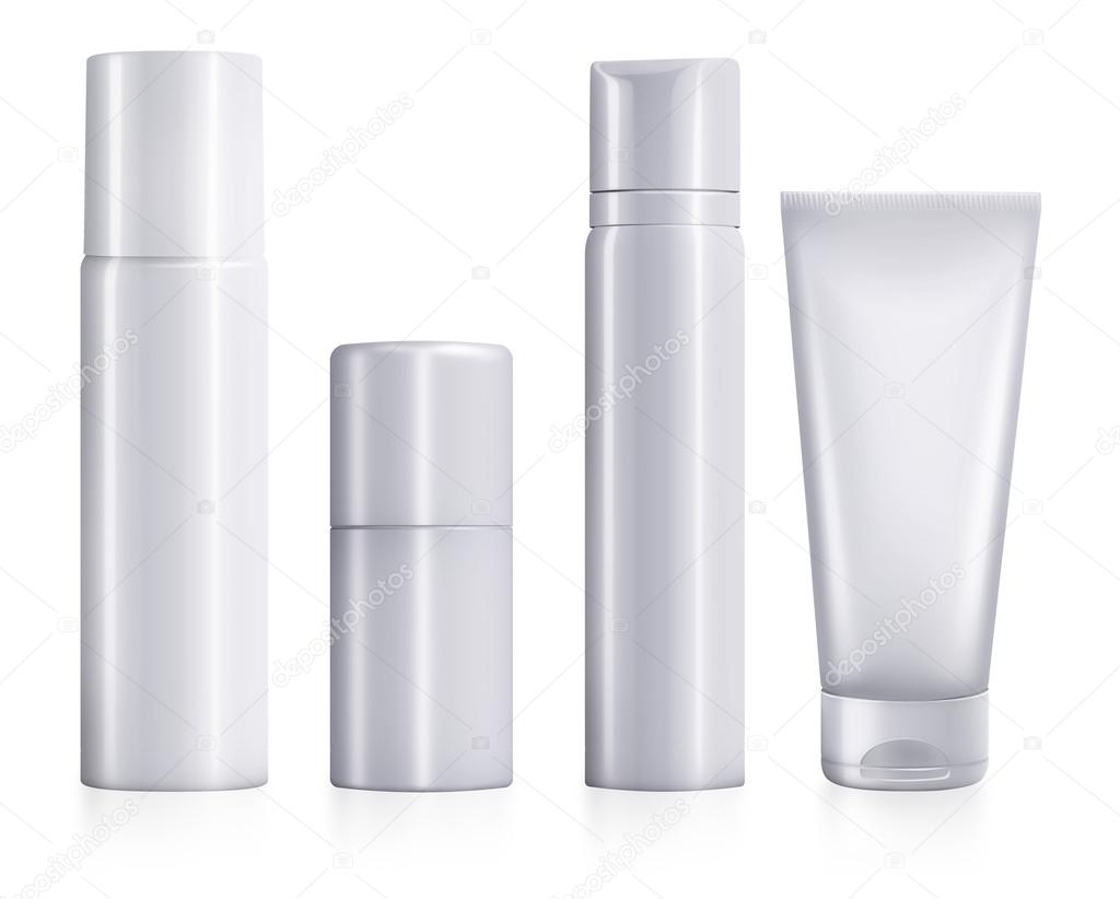 Set of While Cosmetic Packaging