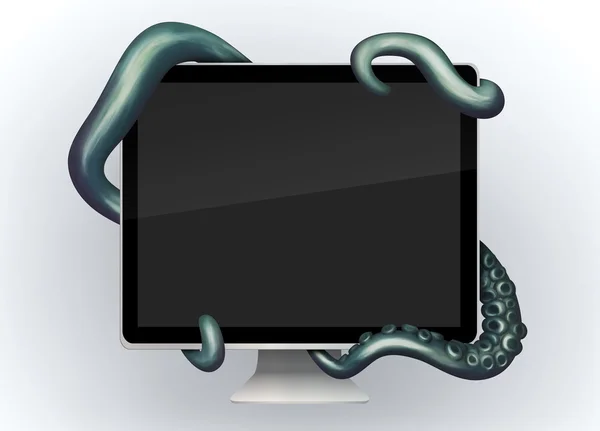 Dijital cihaz sarılı tentacles