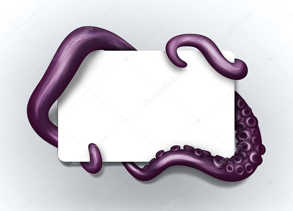 Illustrated Tentacles Holding a blank card