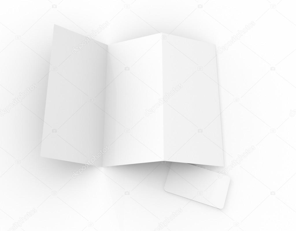 Blank White paper trip fold and business card