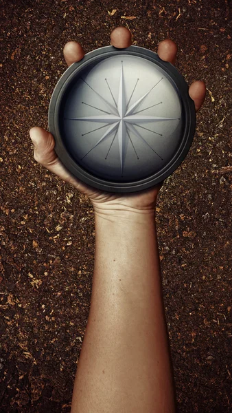 Strony gospodarstwa kompas — Zdjęcie stockowe