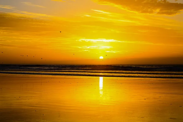 Západ Slunce Pláži Agadir Maroko — Stock fotografie