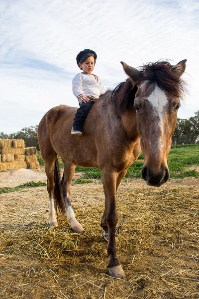 Enfant avec un cheval . — Photo