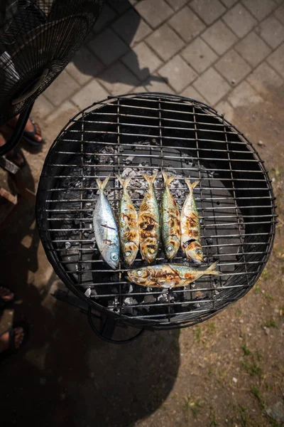 Bezienswaardigheid Ikan Bakar Grilled Fish Houtskool Lombok Indonesië — Stockfoto