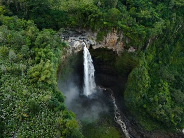 Coban sriti şelalesinin hava manzarası Lumajang, Doğu Java, Endonezya.