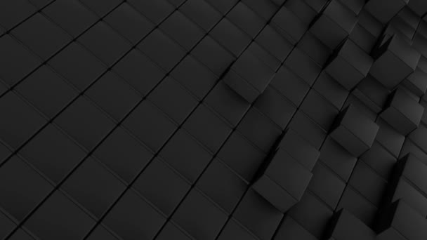 Modèle d'ondes minimalistes faites de cubes. Résumé Black Cubic Waving Surface Fond futuriste. Animation 3D. — Video