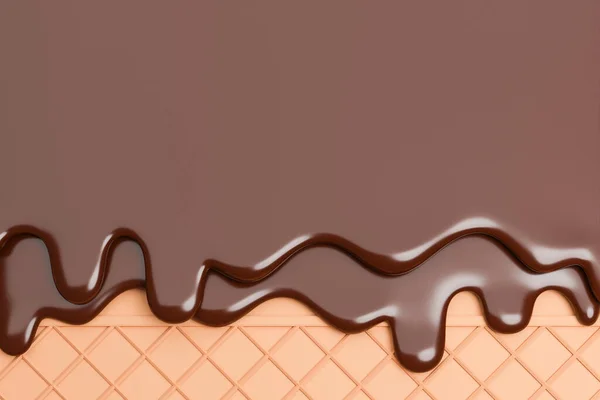 Παγωτό Σοκολάτας Λιωμένο Φόντο Wafer Μοντέλο Και Εικονογράφηση — Φωτογραφία Αρχείου