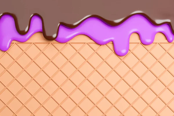Чорниця Шоколадне Морозиво Тане Вафельному Фоні Модель Ілюстрація — стокове фото