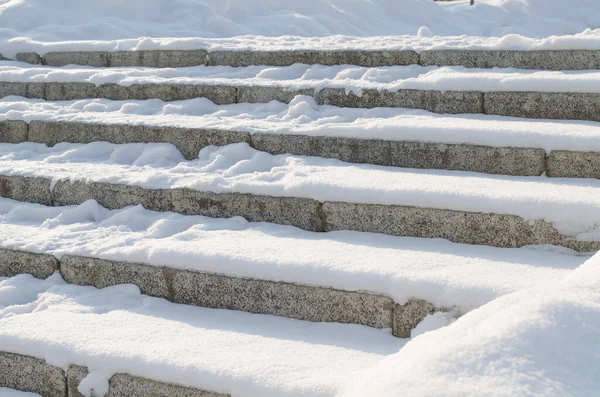 Télen Városi Park Lépcsőit Borítja Kora Reggel — Stock Fotó