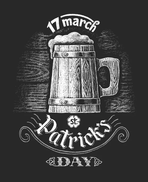 Día de San Patricio. Dibujo de la tiza — Vector de stock