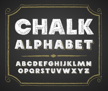 Kara tahta üzerinde elle çizilmiş alfabesi