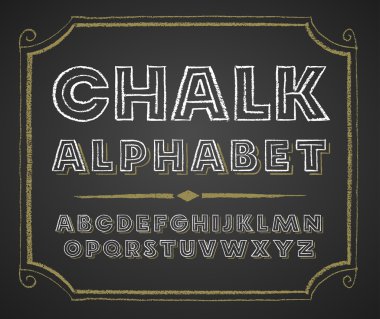 Kara tahta üzerinde elle çizilmiş alfabesi