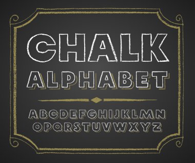 Kara tahta üzerinde elle çizilmiş alfabesi