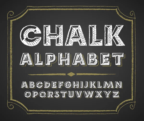 Alphabet dessiné main sur tableau noir — Image vectorielle