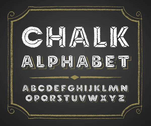 Hand drawn alphabet on chalkboard — Stock Vector