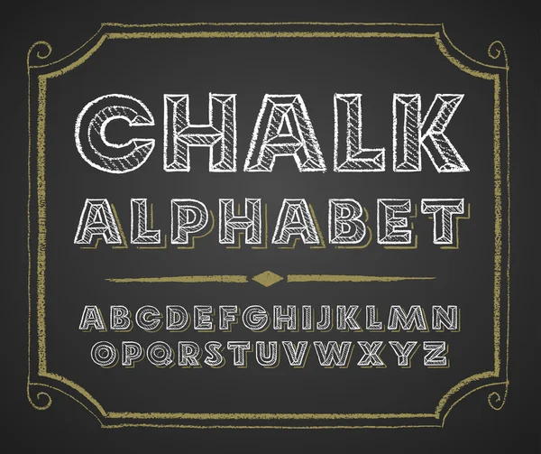 Hand drawn alphabet on chalkboard — Stock Vector