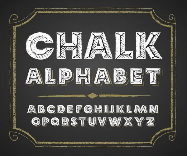 Hand drawn alphabet on chalkboard — Stock Vector