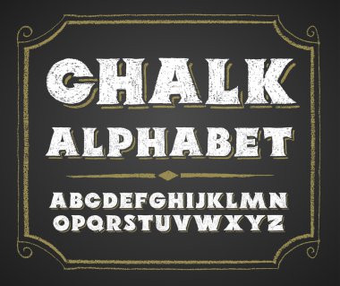 Kara tahta üzerinde elle çizilmiş alfabesi