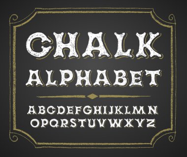 Kara tahta üzerinde elle çizilmiş alfabesi