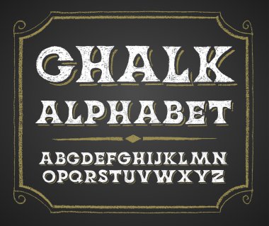 Kara tahta üzerinde elle çizilmiş alfabesi