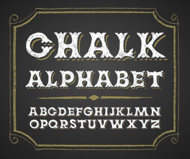 Kara tahta üzerinde elle çizilmiş alfabesi
