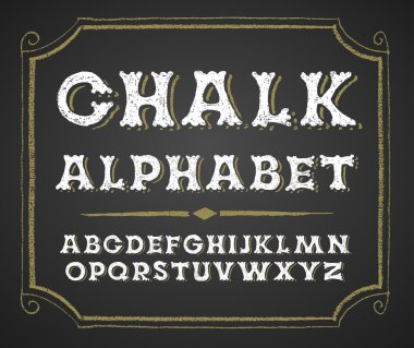 Kara tahta üzerinde elle çizilmiş alfabesi