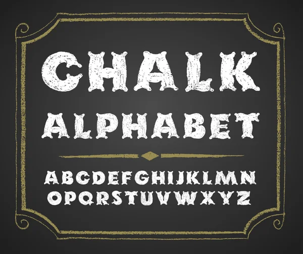 Alphabet dessiné main sur tableau noir — Image vectorielle