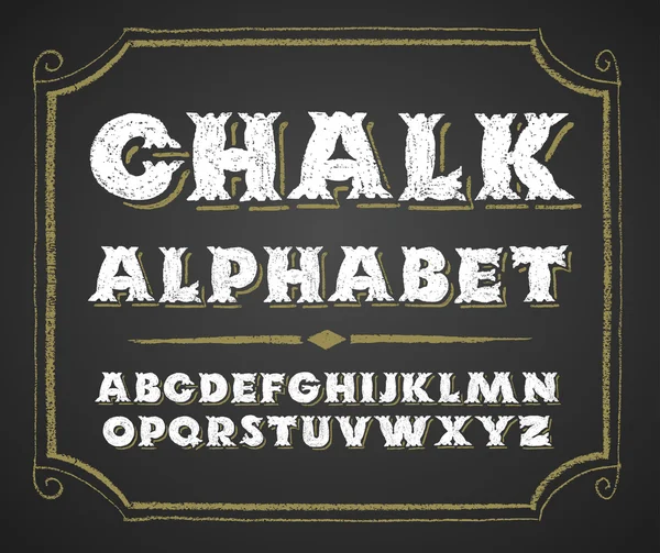 Alphabet dessiné main sur tableau noir — Image vectorielle